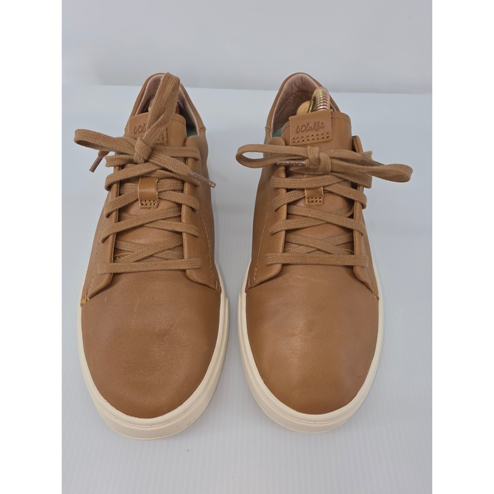 OluKai Pehuea Li Ili Tan Brown Leather Sneakers Womens 8 Low Top 20433-3434